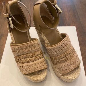 Marc Fisher Alina Espadrille Wedge, Tan, 5